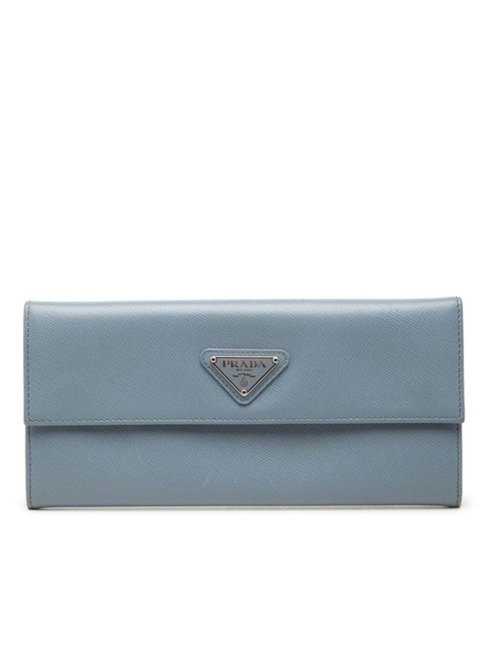Prada Saffiano Wallet Light Blue Leather